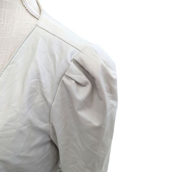 7 For All Mankind Faux Leather Size S Wrap Dress Off White/Ivory NWT - Picture 10 of 13
